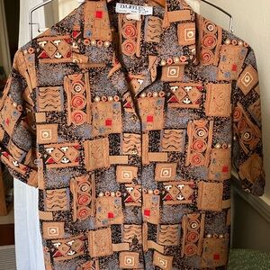 Truth women’s Geometric Casual Shirt - Brown and Red